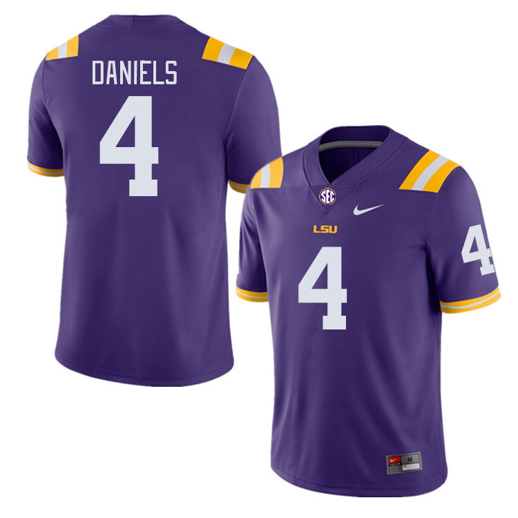 Men #4 CJ Daniels LSU Tigers College Football Jerseys Stitched-Purple